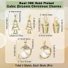 6Pcs 3 Style Christmas Theme Brass Micro Pave Cubic Zirconia Pendants ZIRC-CN0001-02-2