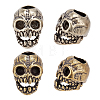 4Pcs 2 Colors Skull Brass European Beads KK-OC0001-84-1