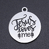 Non-Tarnish 201 Stainless Steel Etched Pendants STAS-N090-JN802-1