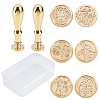 CRASPIRE 6Pcs 6 Patterns Brass Wax Seal Stamp AJEW-CP0004-26-1