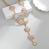 304 Stainless Steel Enamel Sun Link Long Tassel Necklaces for Women NJEW-T021-01G-1