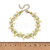 Flower Seed Bead Beaded Bracelet Sets with Natural Rose Quartz for Women BJEW-MZ00350-01-4