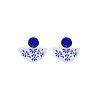 Acrylic Blue and White Porcelain Printed Dangle Stud Earrings FS-WG917E7-02-1