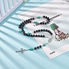 Natural Lava Rock & Synthetic Green Turquoise Rosary Bead Necklace NJEW-TA00041-02-7