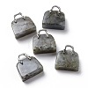 Natural Labradorite Brass Pendants KK-E274-01P-09-1