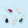 925 Sterling Silver Pave Cubic Zirconia Teardrop Birthstone Style Charms STER-T009-21S-2