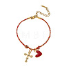 304 Stainless Steel Enamel & Cotton Cord Charm Bracelets FS-WGBC5B1-01-1