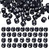 108 Pcs White Cube Silicone Beads Letter Number Square Dice Alphabet Beads with 2mm Hole Spacer Loose Letter Beads for Bracelet Necklace Jewelry Making JX438B-1