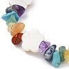 Natural & Synthetic Mixed Gemstone Chips & Shell Beaded Stretch Bracelet BJEW-JB09897-04-2