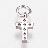 Brass Micro Pave Cubic Zirconia Tiny Cross Charms X-ZIRC-E147-62P-2