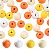 160Pcs 4 Colors Farmhouse Country and Rustic Style Painted Natural Wood Beads WOOD-LS0001-01L-1