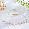 Adjustable Glass & Brass Beads Braided Bead Bracelets KF3798-12-1
