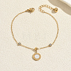 304 Stainless Steel Crystal Rhinestone Forever Love Coin Charm Bracelets for Women PR6734-1
