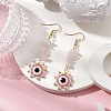 Evil Eye Natural Rose Quartz Chip & Seed Beads Dangle Earrings EJEW-MZ00166-01-2