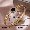 304 Stainless Steel Black Enamel Hinged Cuff Bangles for Women PG1095-3-1