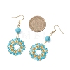 Flower Handmade Glass Seed Beads Dangle & Drop Earrings EJEW-MZ00679-03-4