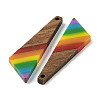 Pride Rainbow Theme Resin & Walnut Wood Pendants WOOD-K012-08B-2