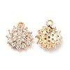 Brass Micro Pave Clear Cubic Zirconia Pendants KK-E071-11KCG-1