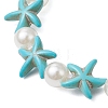 Starfish Synthetic Turquoise & Acrylic Pearl Braided Bead Bracelets for Women BJEW-JB11263-01-3