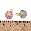 Baking Paint and Golden Metal Enlaced Glass Pendants PALLOY-JF05670-02-3