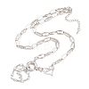 Mother's Day Brass Pave Clear Cubic Zirconia Mama Heart Pendant Necklaces NJEW-A071-04P-5