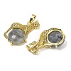 Natural Labradorite Ball with Leopard Shape Brass Pendants KK-F887-04G-24-2