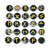 Brass Elder Futhark Alphabet Engraved Symbol Flat Round Natural Indian Agate Rune Stones G-I373-01A-1