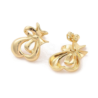 Bowknot Brass Stud Earrings EJEW-S231-02G-03-1