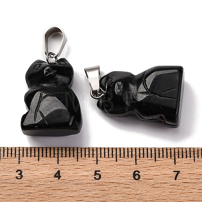 Natural Obsidian Pendants G-B127-08P-07-1