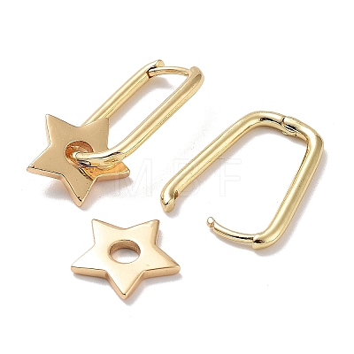 Brass Dangle Hoop Earrings EJEW-L269-051G-1
