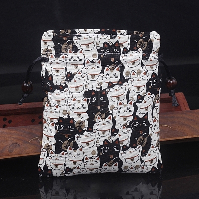 Chinese Style Rectangle Cloth Printed Drawstring Gift Bags PW-WG9C527-22-1