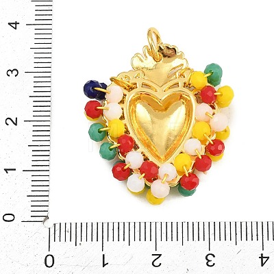 Alloy & Glass Seed Beaded Pendants GL-CBA96FD-01G-03-1