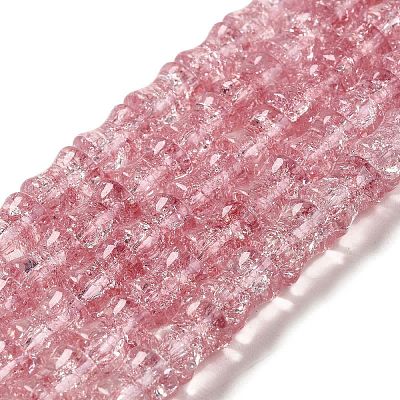 Transparent Crackle Glass Beads Strands GLAA-D025-01I-1