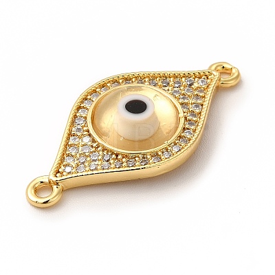 Rack Plating Real 18K Gold Plated Brass Micro Pave Clear Cubic Zirconia Connector Charms ZIRC-L102-02G-08-1