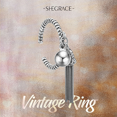 SHEGRACE 925 Thai Sterling Silver Cuff Rings JR753A-1