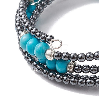 Non-magnetic Synthetic Hematite Bead & Synthetic Turquoise Bangle Making BJEW-JB10990-1