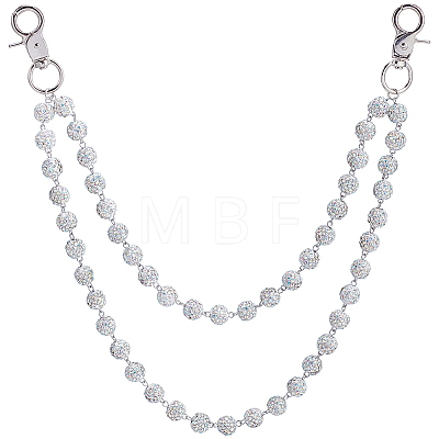 1Pc Polymer Clay Rhinestone Round Beaded Pants Chains AJEW-BM0001-29B-02-1