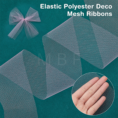 50 Yards Elastic Polyester Deco Mesh Ribbons SRIB-WH0011-129B-1