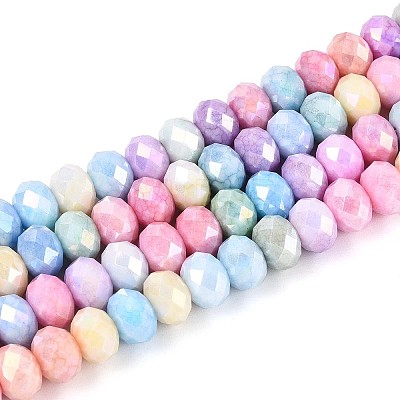 Anti-Tarnish Electroplate Rondelle Glass Beads Strands EGLA-T021-8mm-17-01-1
