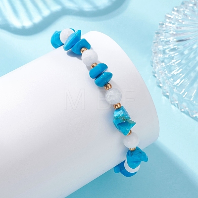 Natural & Synthetic Gemstone & Natural Malaysia Jade Chips Beads Braided Bead Bracelets BJEW-MZ00330-1