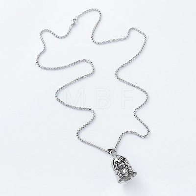 Viking Dog Guardian Bell 304 Stainless Steel Pendant Box Chain Necklaces for Men Women HU1943-1
