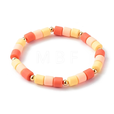 Handmade Polymer Clay Column Beads Stretch Bracelets BJEW-JB06425-1