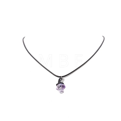 Alloy Witch Hat with Glass Mushroom Pendant Necklace for Women NJEW-JN04255-1