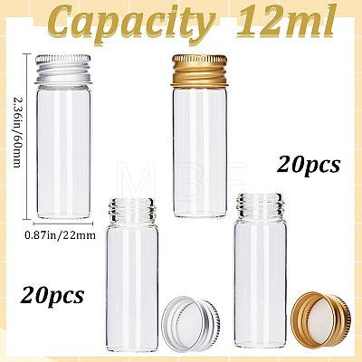 SUNNYCLUE 40Pcs 2 Colors Glass Bottles Bead Containers CON-SC0001-06B-1