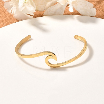 Ion Plating(IP) 304 Stainless Steel Cuff Bangles BJEW-G611-01G-1