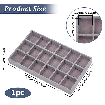 1Pc 18 Grids Wood Covered with Velveteen Jewelry Display Trays AJEW-CN0007-03-1