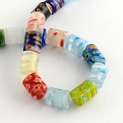 Column Handmade Millefiori Glass Beads Strands X-LK-R004-12-1