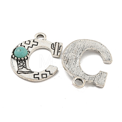 Synthetic Turquoise & Alloy Pendants PALLOY-H146-01AS-C-1