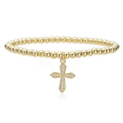 Brass Micro Pave Clear Cubic Zirconia Charm Bracelets WG86A15-03-1