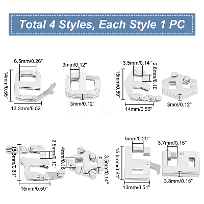 Unicraftale 4Pcs 4 Styles 304 Stainless Steel Adjustable Clasps STAS-UN0039-88-1